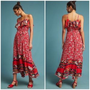 Anthropologie Zuri Red Maxi Dress Size M NWT